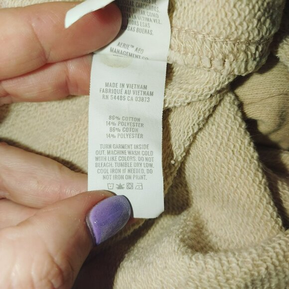 Aerie Womens Beige Terry Shorts Medium Rise S/P Cotton Blend - Picture 4 of 8